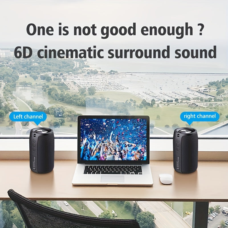 ZEALOT S32 10W Wireless Speaker, Portable Subwoofer, TWS Supports Dual Pairing, 1800mAh Battery, 8 Hours of Gaming Time Loud Stereo Sound, Boombox Style Bass Cannon. Charging Cable and Auxiliary Line, Compatible with Memory C