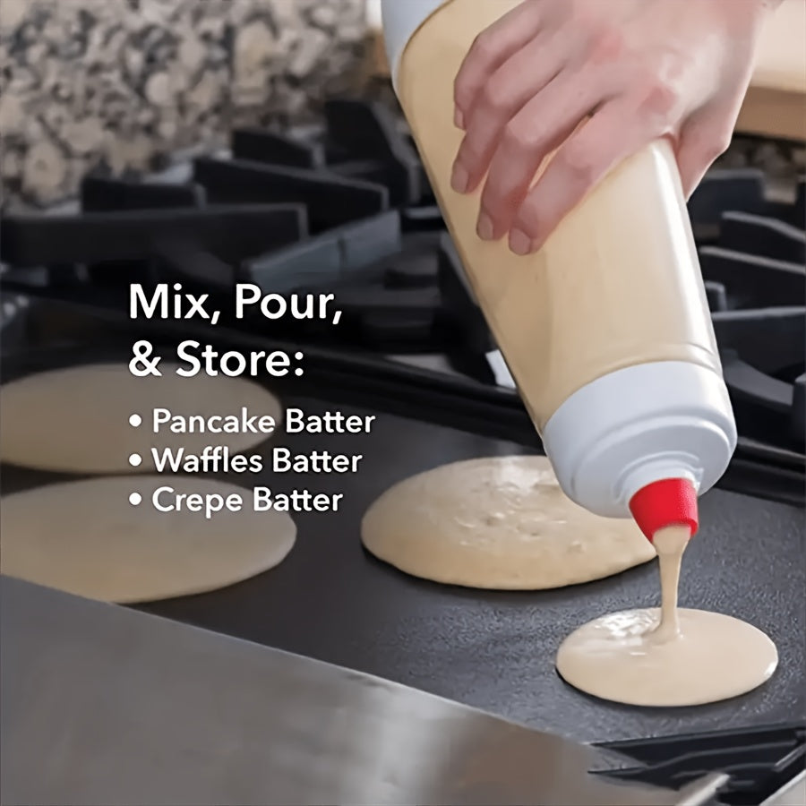Easy-Squeeze Pancake Batter Dispenser with Blender Ball - Perfect for Cupcakes, Muffins & Crepes - Kitchen Gadget
