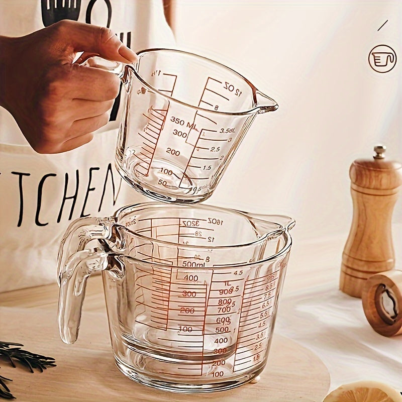 1/3pcs Glass Measuring Cup Set, Including 1 Cup, 2 Cup, 4 Cup Tempered Glass Liquid Measuring Cups, Handle And 4 Ratio (oz, Cup, Ml, Deciliter) Dishwasher, Refrigerator, Microwave And Preheated Oven, Kitchen Essential Tool Gl