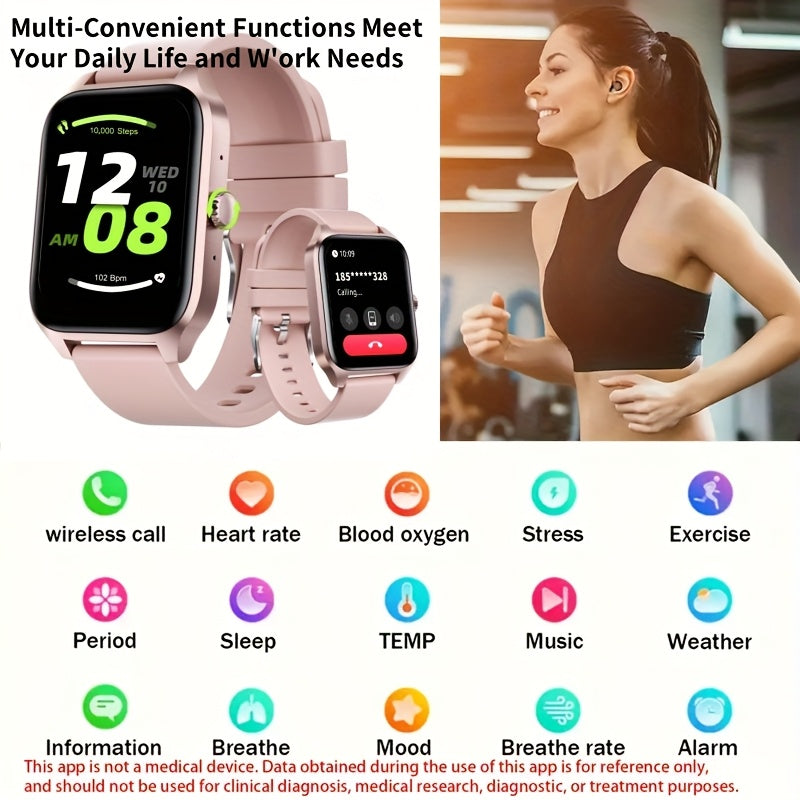 Smart Watch, 2.01'' Full Touch Screen Display With Message, Answer Make Call Smartwatch, Sports Pedometer, Information Alerts, For IPhone/Android Phones, Smartbands Fitness Watch For Women/Men Friend Gift, Birthday Gift