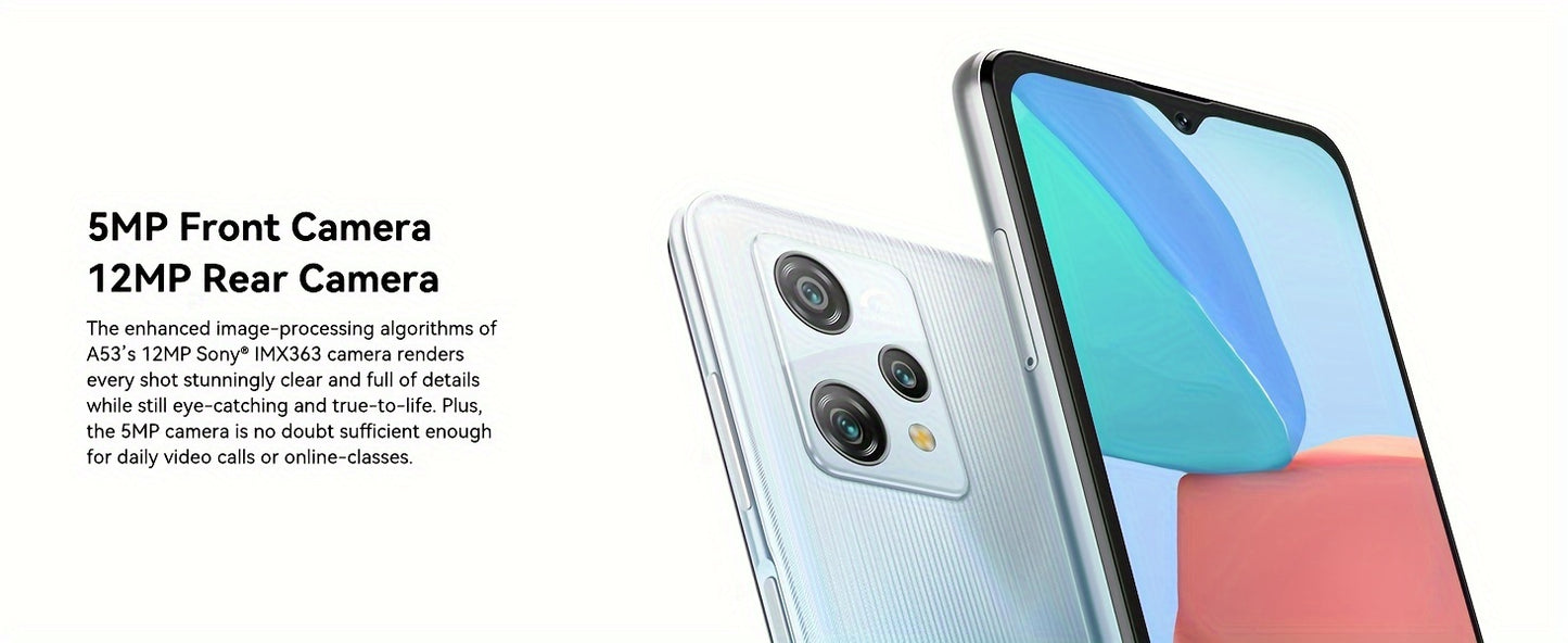 Unlocked Phones, Blackview A53 Unlocked Cell Phone(2023 New), 7GB RAM+32GB ROM/1TB Expand Android Phone, Android 12 Smartphone, 5080mAh Battery 10W Fast Charge, 6.5"HD+Display, 3 Card Slots, Face Unlock