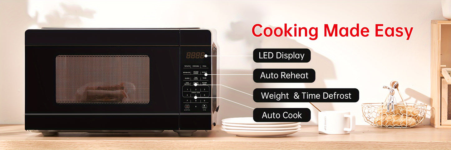 0.9 Cu Ft Large Capacity Galanz Microwave Oven - 6 Convenient Auto Menus, Removable Turntable, Easy Cooking, Space-Saving Design, Perfect Kitchen Essentials for Home Cooking
