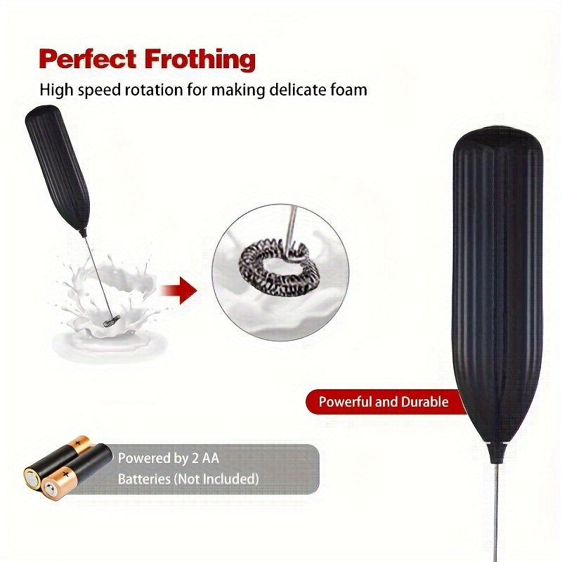 1pc Lalayuan Powerful Electric Milk Frother, Mini Milk Foamer, Handheld Electric Whisk, Battery Operated (Not Included) Drink Mixer Hand Mixer For Coffee Electric Wireless Blender For Lattes, Cappuccino, Frappe, Chocolate, Fo