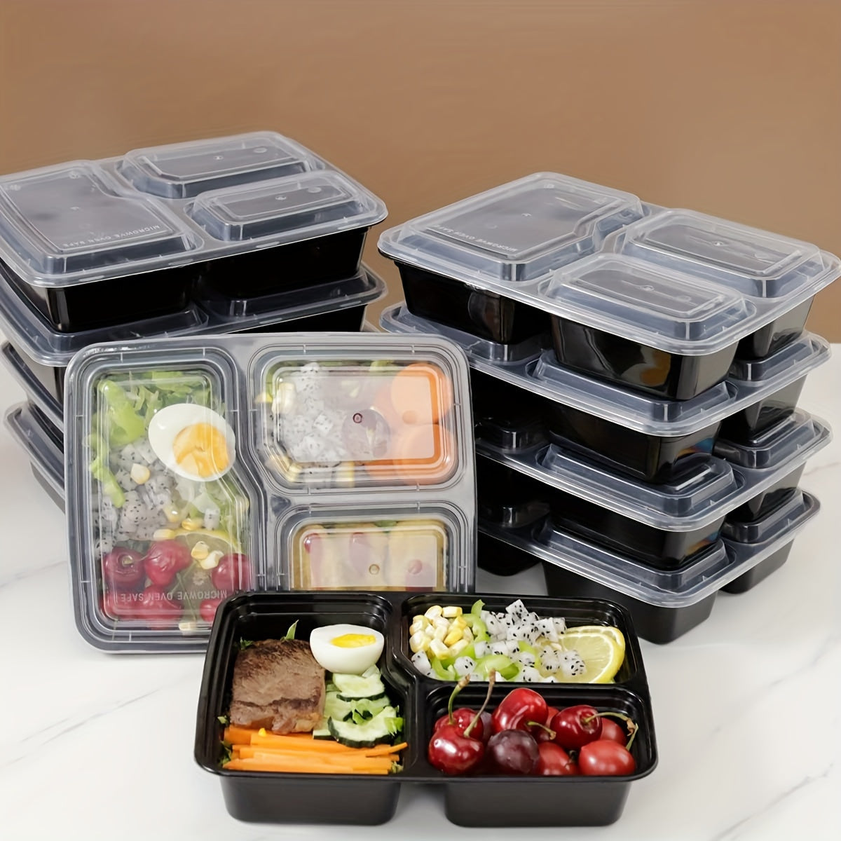 48 Pack Meal Prep Containers 32oz, 3 Compartment Bento Box Microwave Food Storage Containers Takeout Containers with Lids Containers Stackable Reusable Microwaveable & Dishwasher Safe