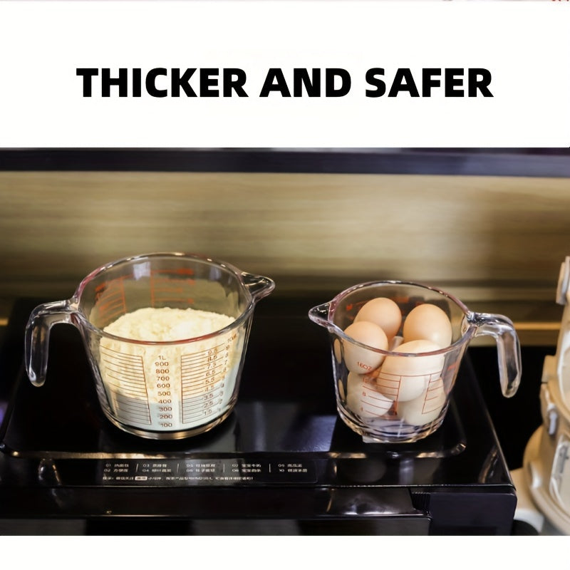 1/3pcs Glass Measuring Cup Set, Including 1 Cup, 2 Cup, 4 Cup Tempered Glass Liquid Measuring Cups, Handle And 4 Ratio (oz, Cup, Ml, Deciliter) Dishwasher, Refrigerator, Microwave And Preheated Oven, Kitchen Essential Tool Gl