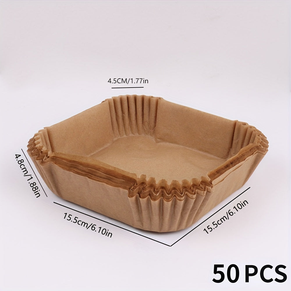 50pcs Non-Stick Air Fryer Liners - Square Paper Liners For Baking, Roasting, And Microwave Cooking - Easy Cleanup And Healthier Cooking For Hotel/Commercial