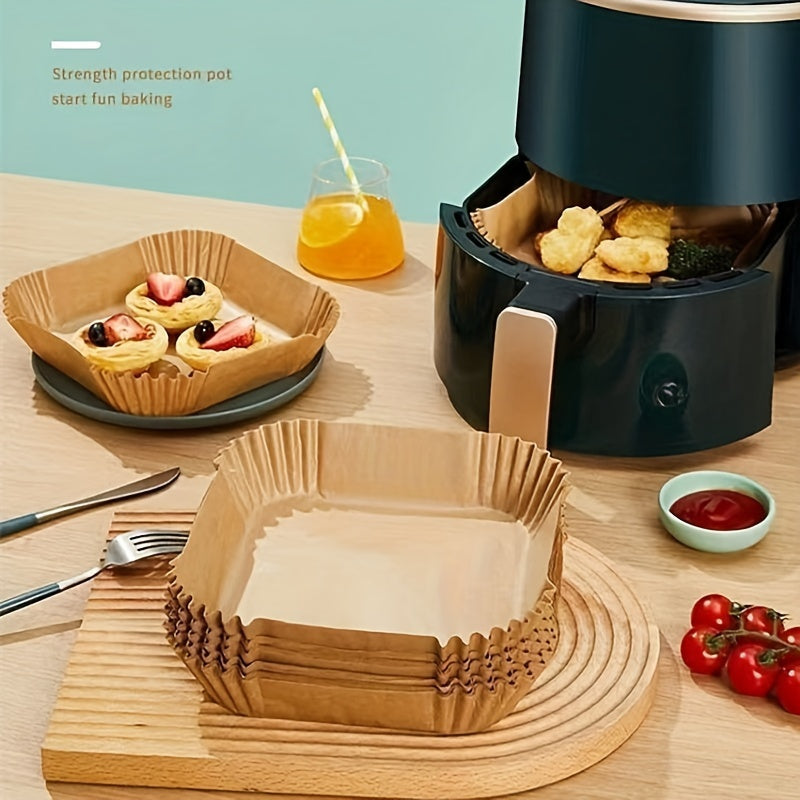 50pcs Non-Stick Air Fryer Liners - Square Paper Liners For Baking, Roasting, And Microwave Cooking - Easy Cleanup And Healthier Cooking For Hotel/Commercial