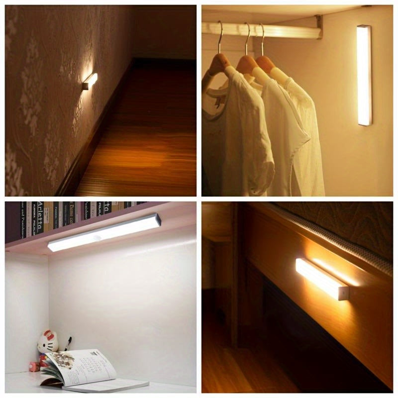 1pc Human Induction Light, Strip Light With Rechargeable, Bedroom Staircase Wine Cabinet LED Light, Wireless, Kitchen Shoe Cabinet Wardrobe Light Strip, Magnet Self-adhesive, Cabinet Light