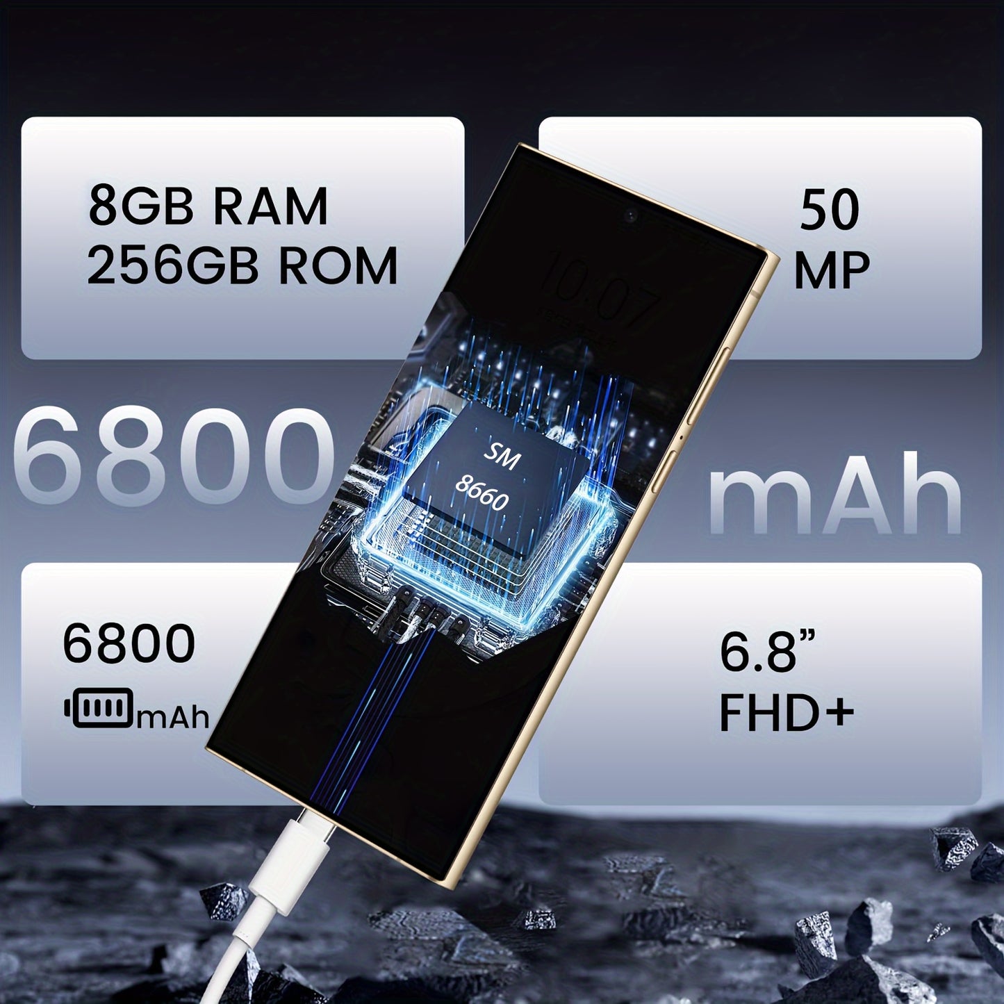 Unlocked Cell Phones Android 13 Phones 8+256GB Smartphone 6.8" HD Screen Dual SIM 6800 MAh Built-In Pen