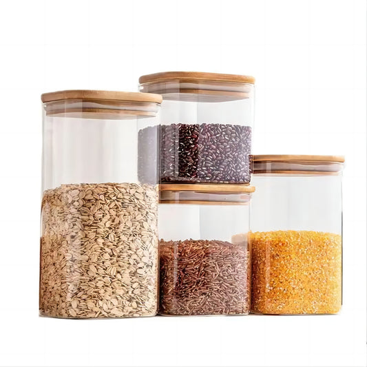 5pcs Airtight Glass Jars With Lids, High Borosilicate Glass Canisters, For Coffee Beans, Tea, Flour, Sugar, Nuts, Candy, Bath Salts & More, Home Kitchen Supplies