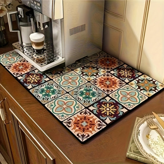 1pc, Super Absorbent Diatom Mud Pad for Kitchen and Bathroom - Dries Dishes, Coffee Machines, and Countertops Quickly - Non-Slip and Easy to Clean