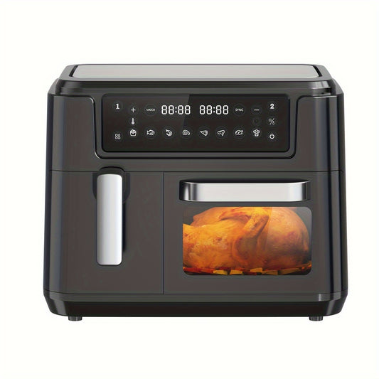 3.5QT+7.5QT Large Capacity Air Fryer with Intelligent Cooking Program, Multifunctional Electric Fryer, 2 Frying Baskets, Household Electronic Touch Kitchen Appliances