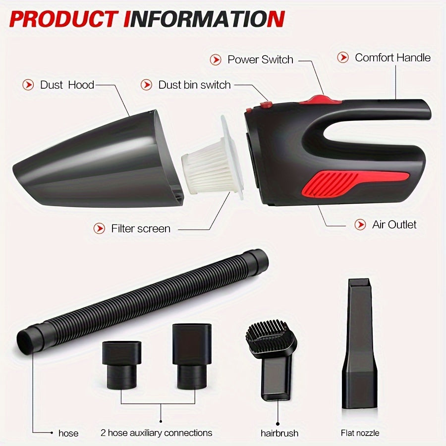 Convenient Handheld Vacuum Cleaner for Home And Car, High-Power Wireless Car Vacuum, USB Rechargeable Mini Home Vacuum Cleaner.