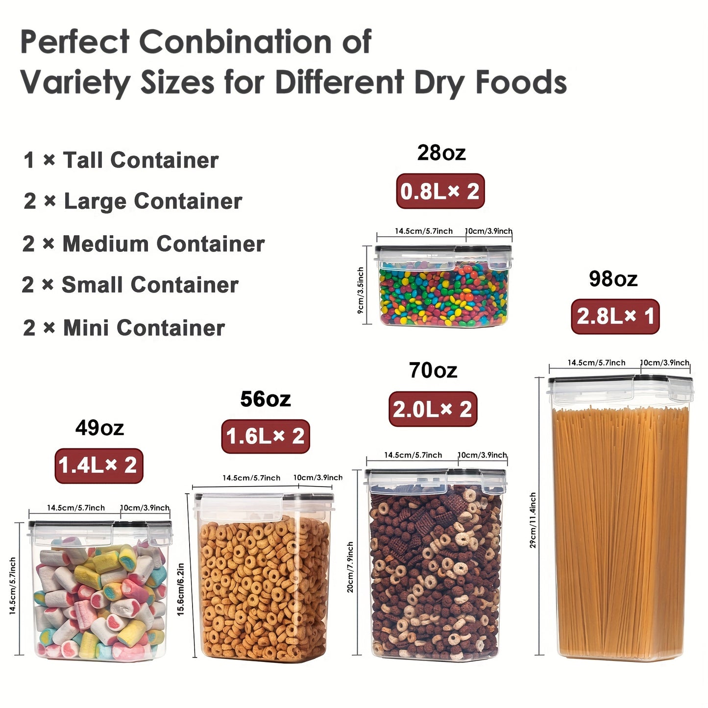 9Pcs Airtight Food Storage Containers With Lids, BPA Free, Plastic Kitchen And Pantry Canisters For Cereal, Dry Food, Flour And Sugar, Dishwasher Safe