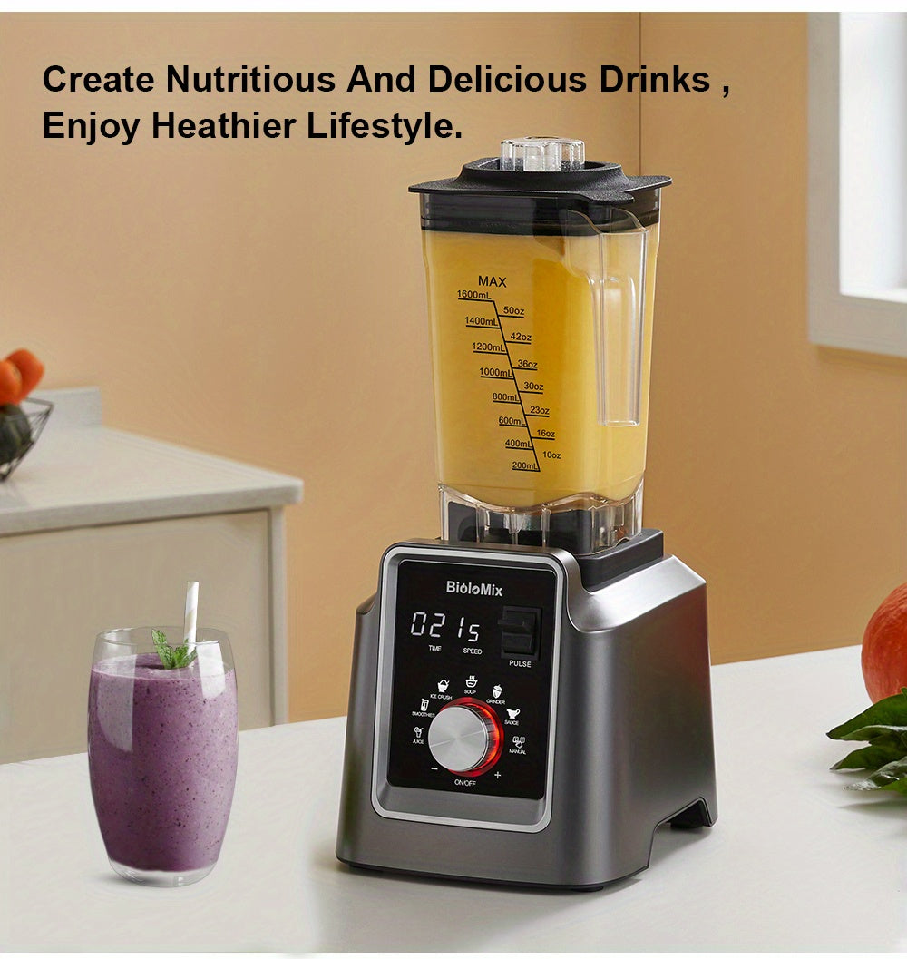 BioloMix 67.63oz Commercial Blender - Digital, BPA-Free, Automatic Program, Professional Mixer For Juicing, Food Processing, Ice Crushing, And Smoothie Making