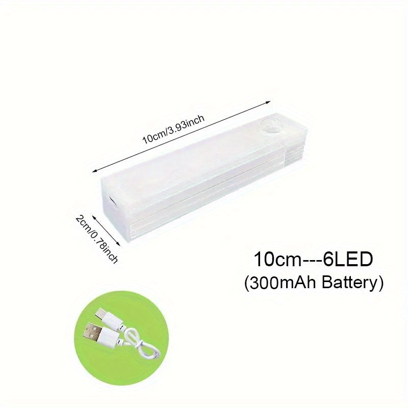 1pc Human Induction Light, Strip Light With Rechargeable, Bedroom Staircase Wine Cabinet LED Light, Wireless, Kitchen Shoe Cabinet Wardrobe Light Strip, Magnet Self-adhesive, Cabinet Light