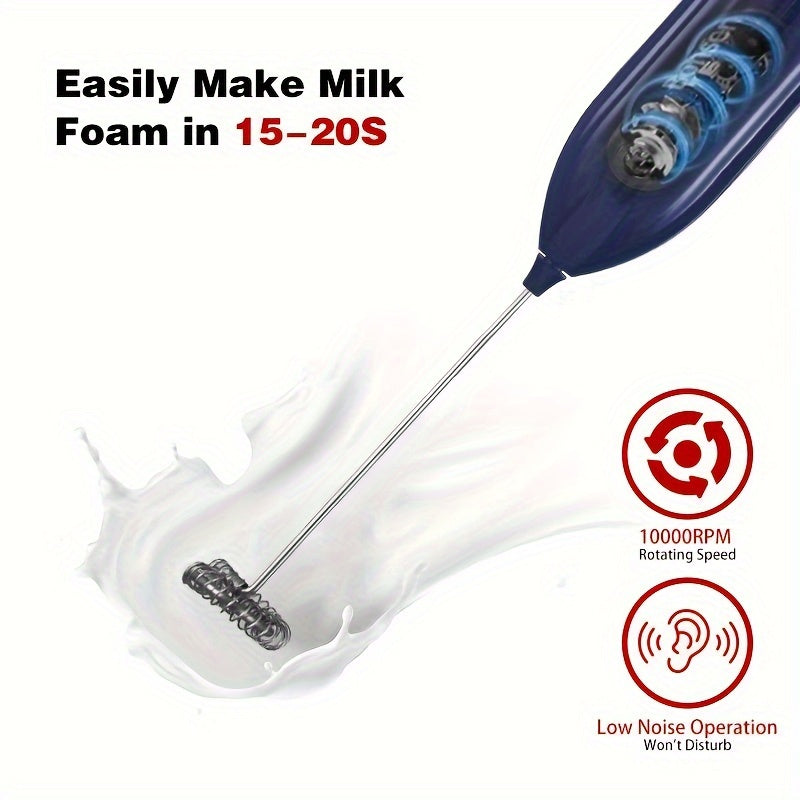 1pc Lalayuan Powerful Electric Milk Frother, Mini Milk Foamer, Handheld Electric Whisk, Battery Operated (Not Included) Drink Mixer Hand Mixer For Coffee Electric Wireless Blender For Lattes, Cappuccino, Frappe, Chocolate, Fo