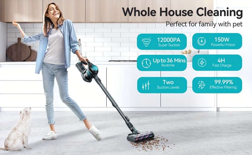 [Powerful|Lightweight] 23Kpa Powerful Suction Cordless Vacuum Cleaner | 4 In 1 Handheld Vacuum, Lightweight Stick Vacuum, Detachable Battery, LED Brush, 1.3L Dust Cup For Home Hard Floor Carpet Pet Hair