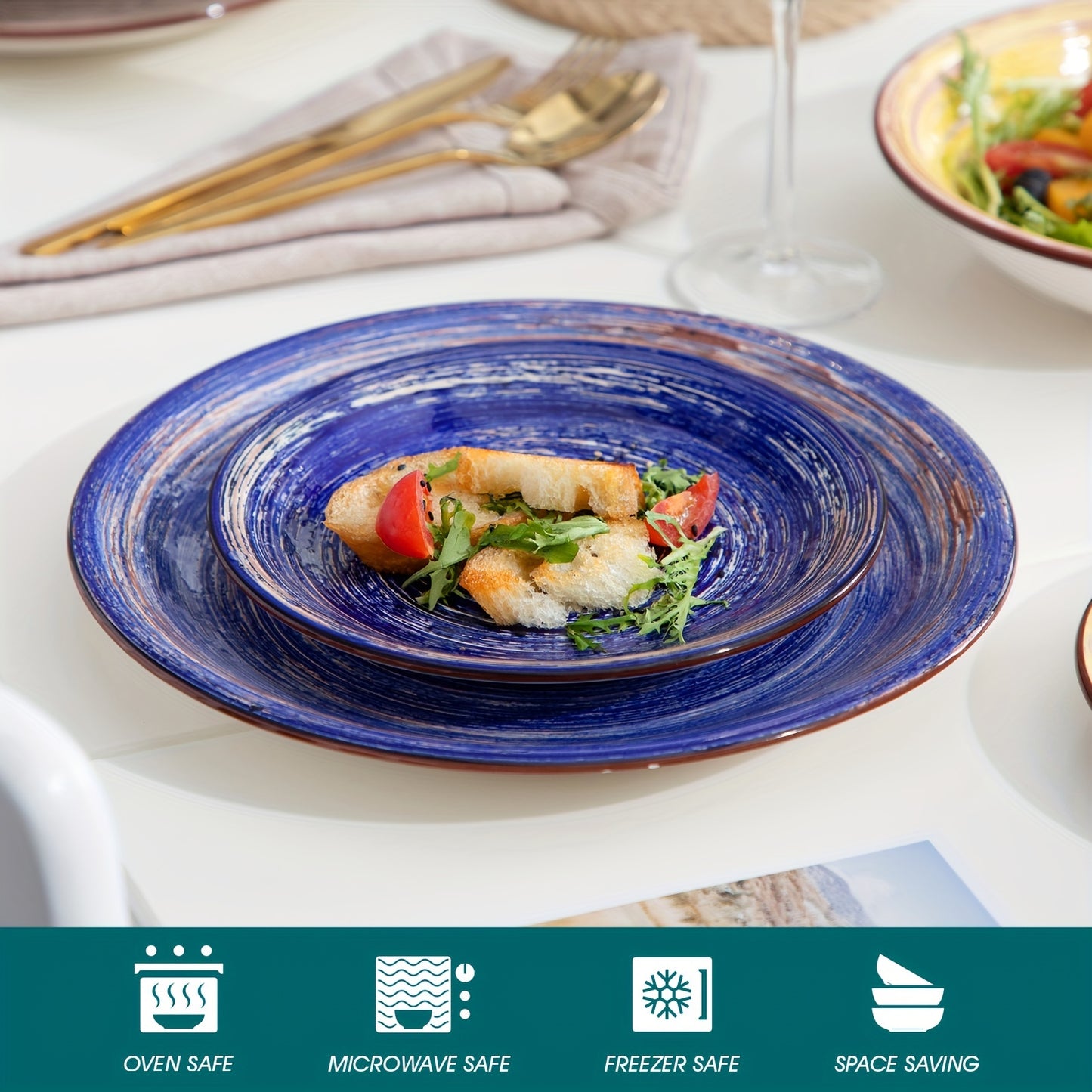 18-Piece Premium Stoneware Dinnerware Set - Elegant & Durable, Serves 6, Microwave & Dishwasher Safe for Versatile Table Settings