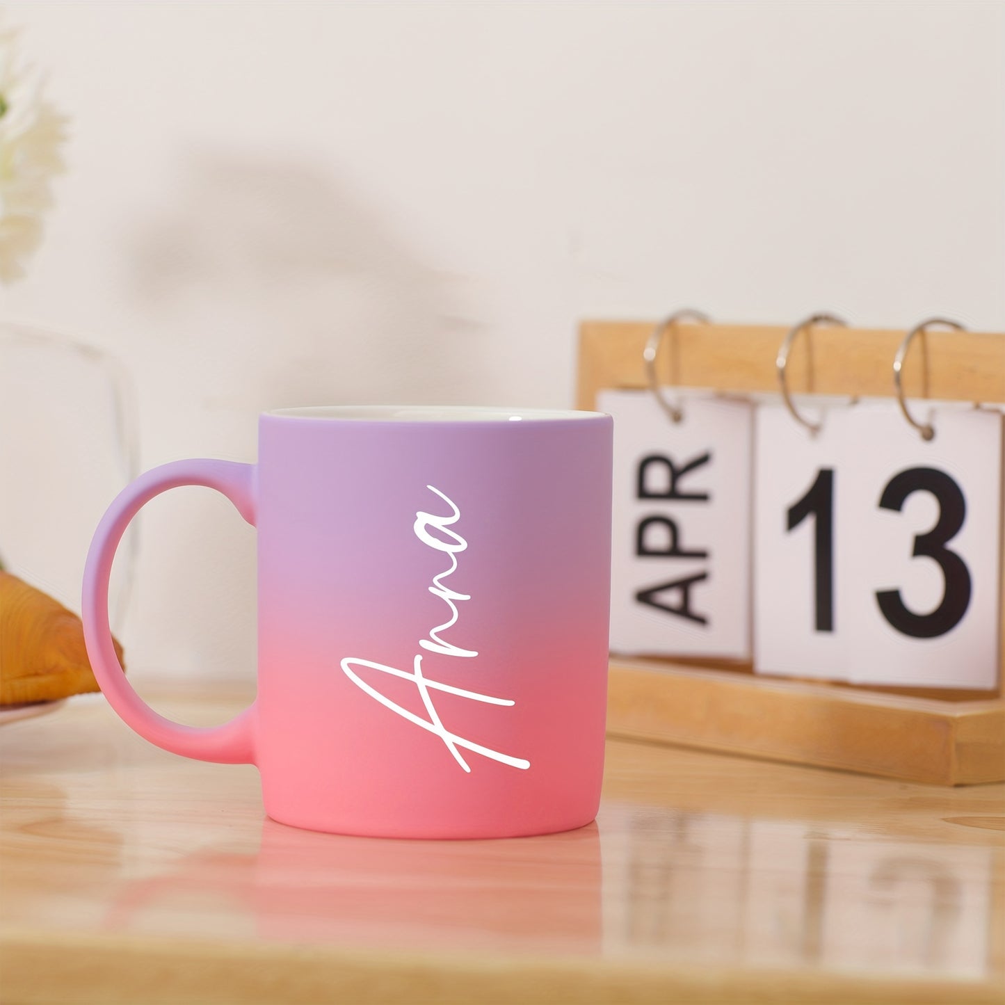 1pc, Personalized 11oz Gradient Ceramic Coffee Mug With Custom Name, 320ml Coffee Cup, Dishwasher & Microwave Safe, Ideal For Drinks & Gifts, Birthday, Valentine's Day Present For Family, Friends, Coworkers
