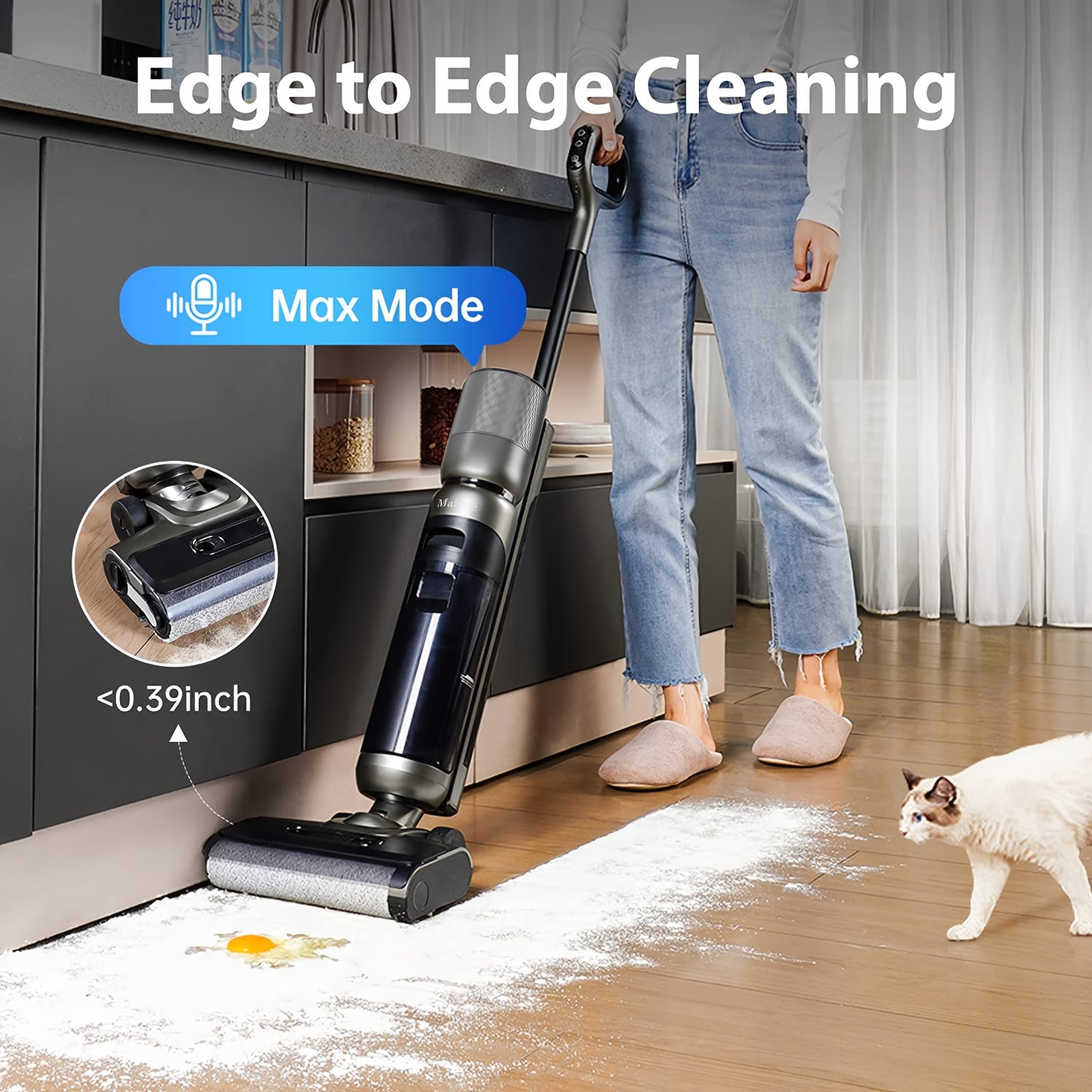 Maircle F1 Cordless Wet Dry Vacuum Cleaner, Lightweight Cordless Floor Washer With Voice Assistance, LED Screen Multi-Surface Vacuum Mop All In One With Self-Cleaning For Hardwood Floors