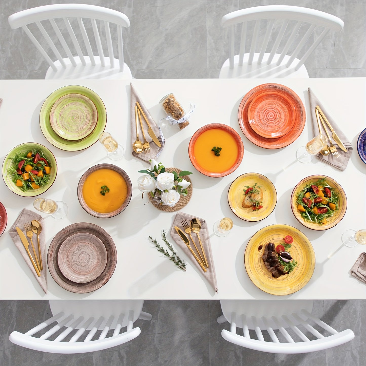 18-Piece Premium Stoneware Dinnerware Set - Elegant & Durable, Serves 6, Microwave & Dishwasher Safe for Versatile Table Settings