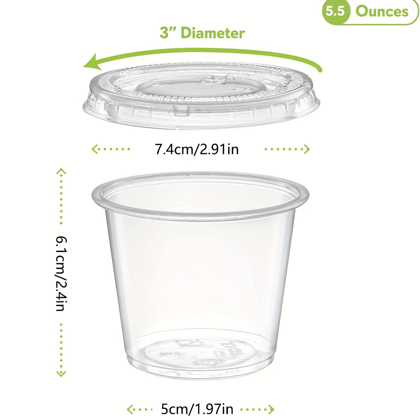 50/100pcs, Meal Prep Portion Cups with Lids - 2oz/3.25oz/5.5oz - Perfect for Salad Dressing and Condiments - Kitchen Accessories