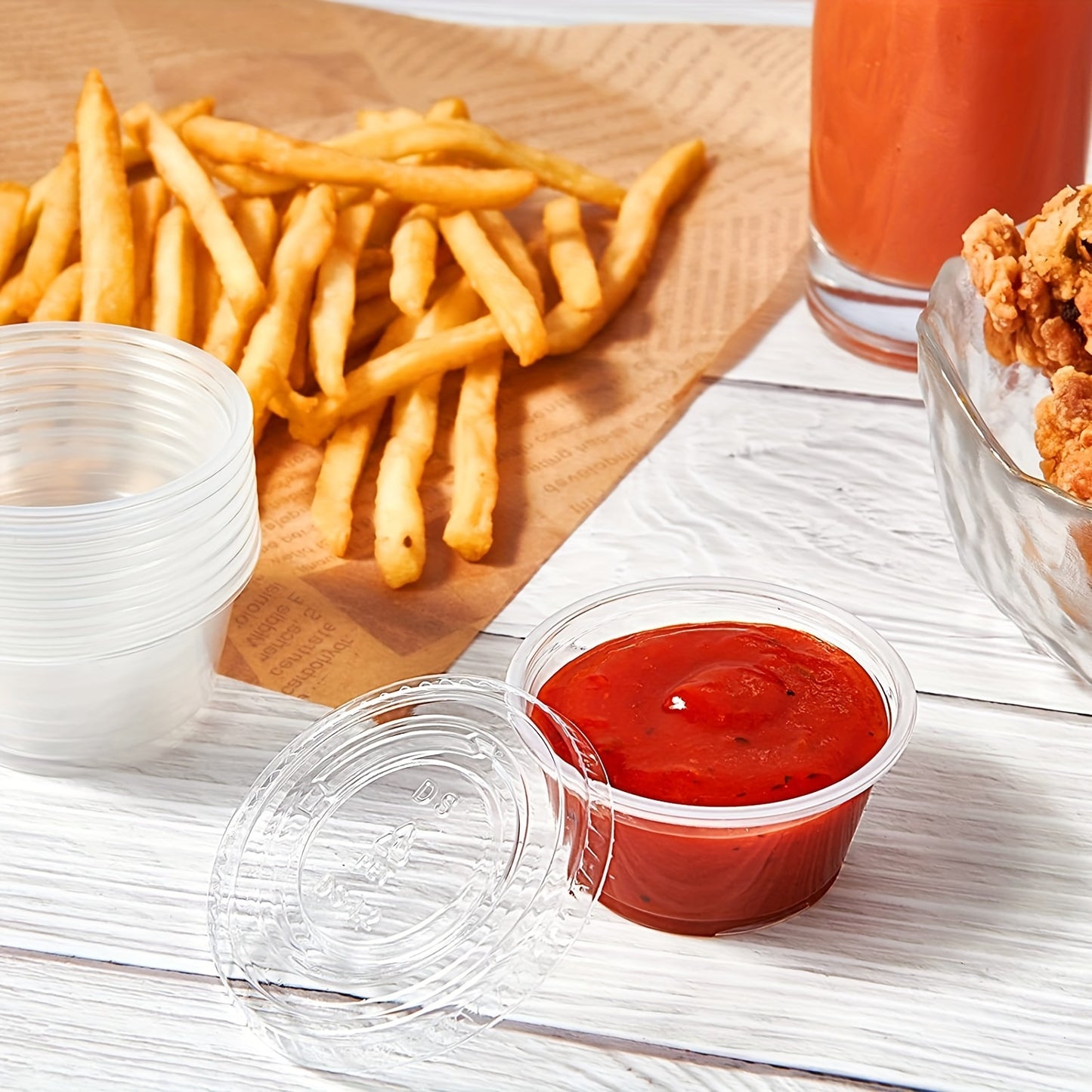 50/100pcs, Meal Prep Portion Cups with Lids - 2oz/3.25oz/5.5oz - Perfect for Salad Dressing and Condiments - Kitchen Accessories