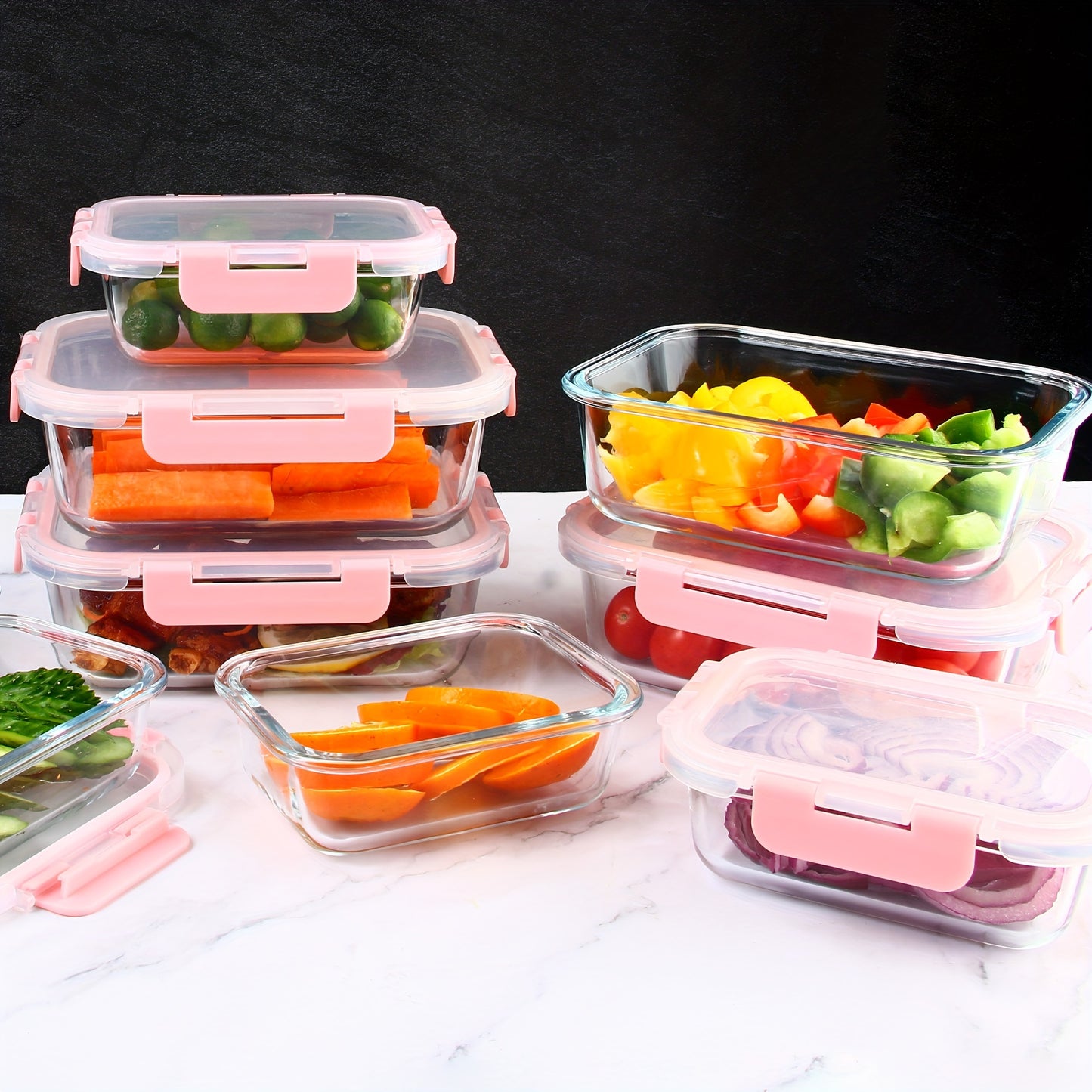 10 Pack Glass Food Storage Containers with Airtight Lids, Leak-Proof Meal Prep Containers with Lids, Dishwasher/Microwave/Freezer Safe