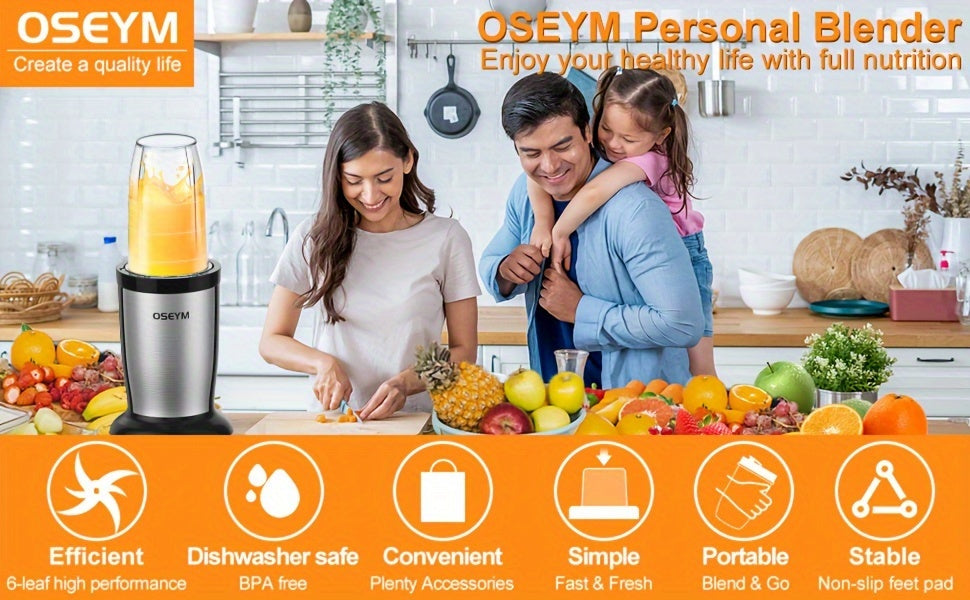 Portable Blender, Personal Size Blender for Shakes and Smoothies, Strong Cutting Power with Six Blades, 2*17Oz Juicer Cup for Sports, Travel