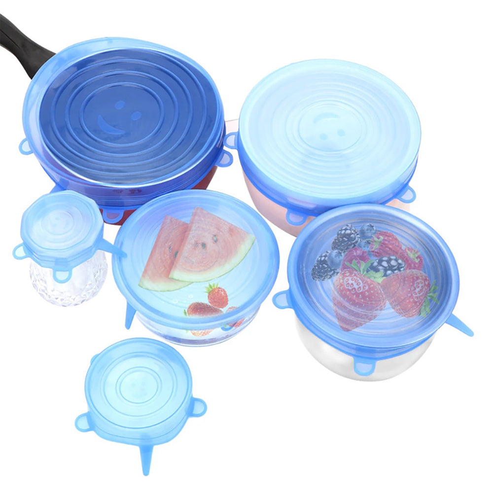 6Pcs Premium Silicone Stretch Lids - Reusable, Multifunctional Food Savers for Fresh-keeping, Sealed Preservation, and Storage - Flexible, Durable, Easy to Clean, and BPA-Free Kitchen Accessories