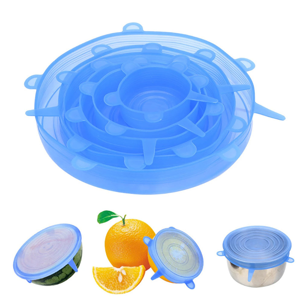 6Pcs Premium Silicone Stretch Lids - Reusable, Multifunctional Food Savers for Fresh-keeping, Sealed Preservation, and Storage - Flexible, Durable, Easy to Clean, and BPA-Free Kitchen Accessories