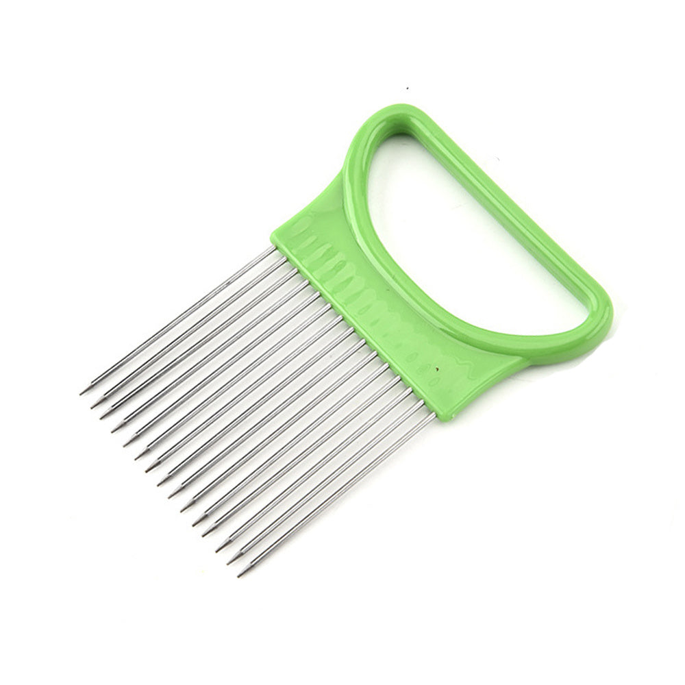 1pc, Onion Slicer Holder, Onion Holder For Slicing, Stainless Steel Onion Slicer Cutter, Lemon Holder Slicer, Creative Onion Slicer Holder, Onion Slicer Cutter For Steak Tendons, Household Gadget, Kitchen Too