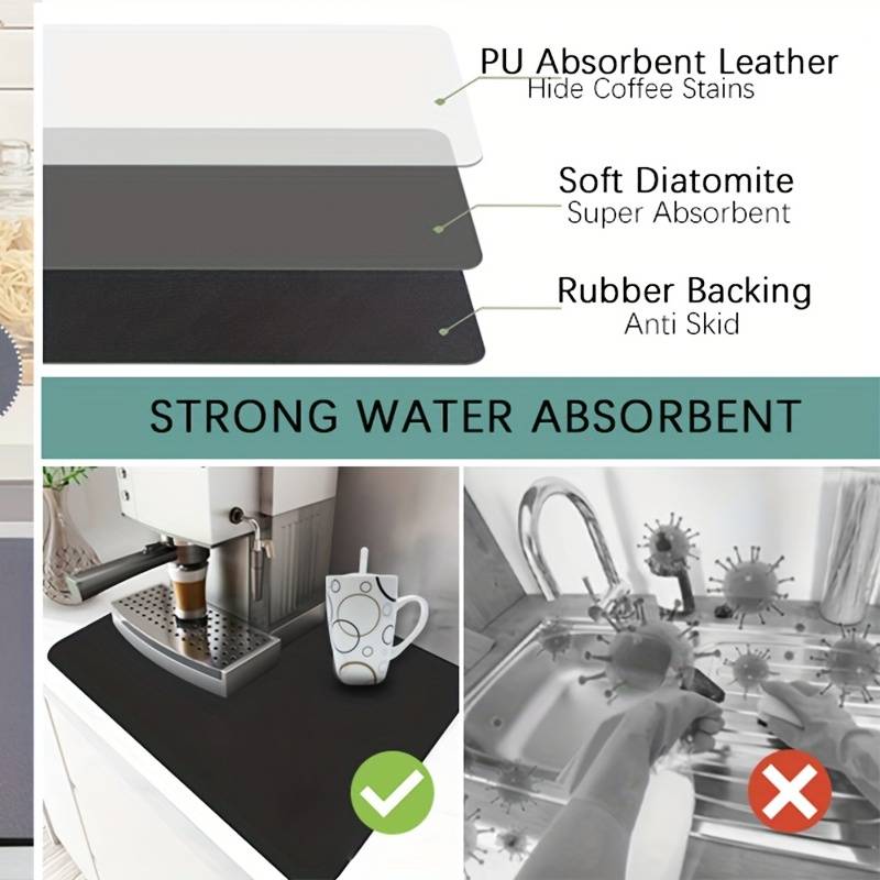 1pc, Premium Rubber Kitchen Drain Mat - Water-Resistant, Insulating, Filtering, and Anti-Slip - Cotton-Blend, Durable, and Easy-to-Clean for Kitchen Supplies