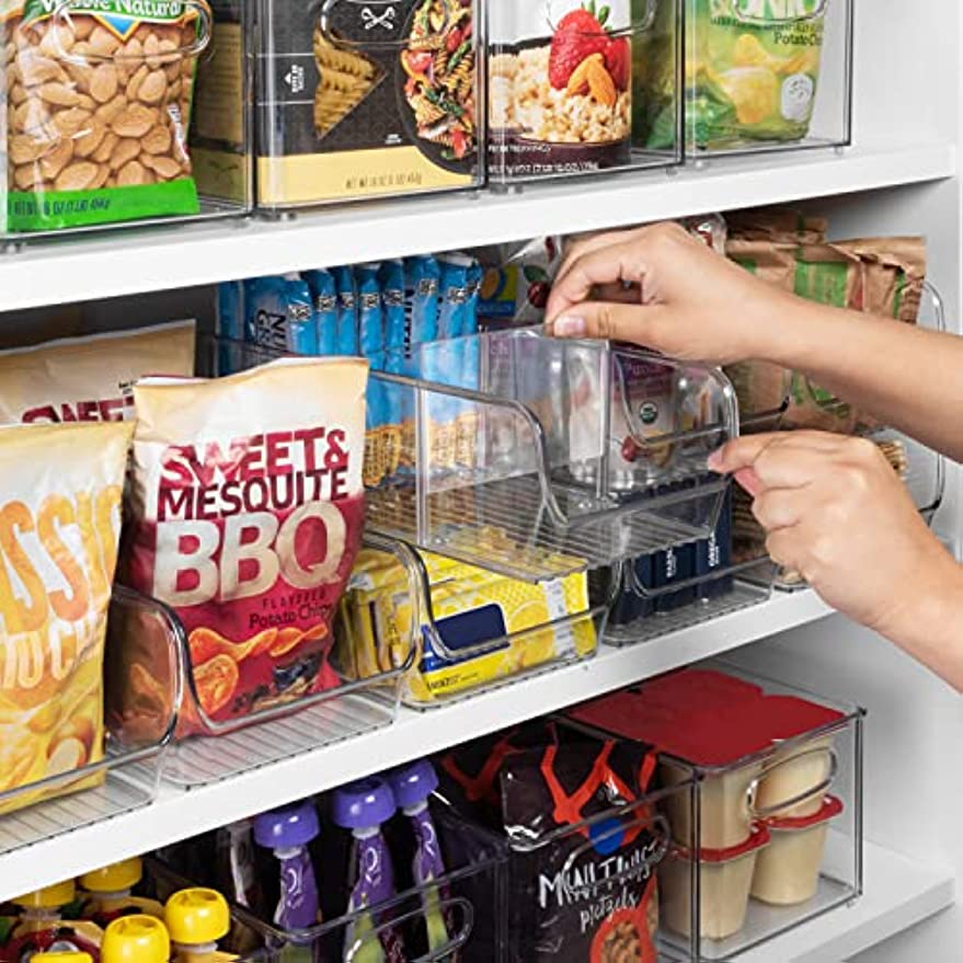 1pc Pantry Storage Bins with Dividers, Kitchen Organization and Storage, Fridge and Cabinet Organizers