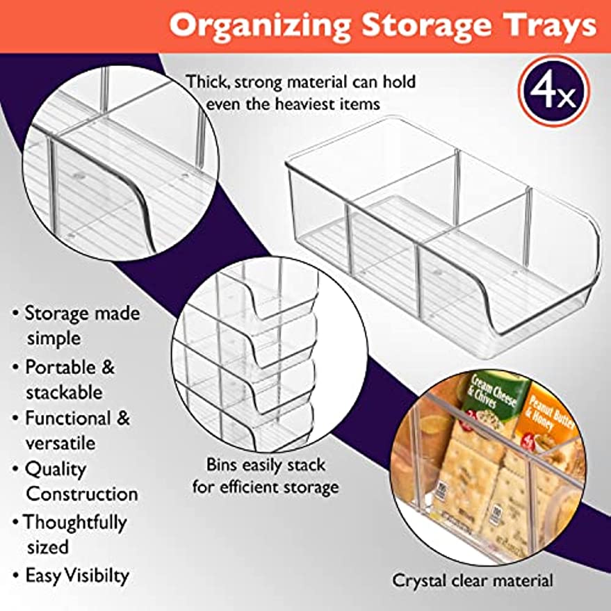 1pc Pantry Storage Bins with Dividers, Kitchen Organization and Storage, Fridge and Cabinet Organizers