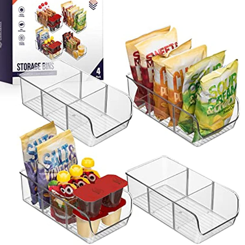 1pc Pantry Storage Bins with Dividers, Kitchen Organization and Storage, Fridge and Cabinet Organizers