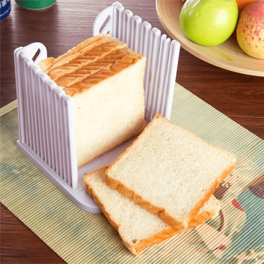 1pc Bread Slicer Cutting Guide Tools Adjustable Toast Slicer Toast Cutting Guide For Homemade Bread, Plastic Bread Slicer Loaf For Slicing Bread Foldable Kitchen Baking Tools Baking Supplies Clearance (White)