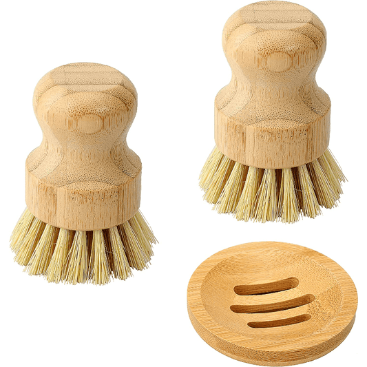 Bamboo Dish Scrub Brush, Kitchen Dish Scrubber Brush Set For Cleaning Dishes, Sink, Cast Iron Pan Pot for commercial cleaning services/shops