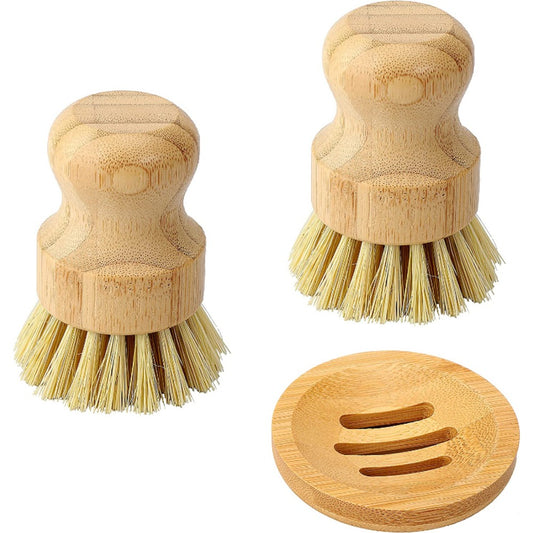 1pc Natural Sisal Handheld Multi-Functional Kitchen Cleaning Brush - Durable Dishwashing, Pans, Pots, Sink Countertop Scrubber - Easy to Clean, Non-Slip Handle, Effective Grease Remover, Ready for School and Daily Kitchen Use