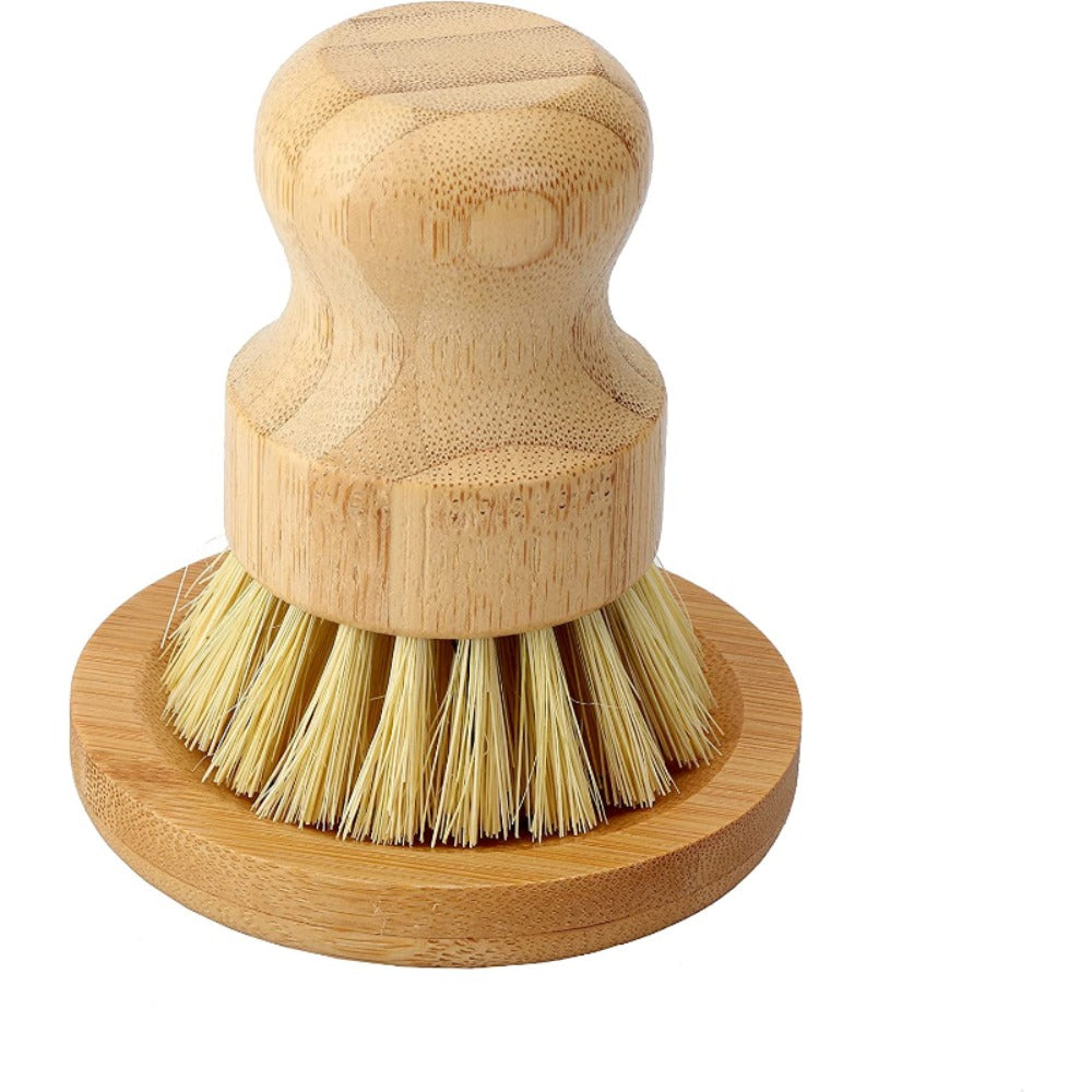 1pc Natural Sisal Handheld Multi-Functional Kitchen Cleaning Brush - Durable Dishwashing, Pans, Pots, Sink Countertop Scrubber - Easy to Clean, Non-Slip Handle, Effective Grease Remover, Ready for School and Daily Kitchen Use