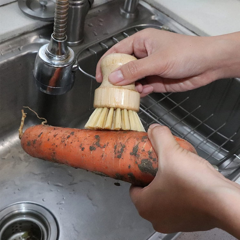 1pc Natural Sisal Handheld Multi-Functional Kitchen Cleaning Brush - Durable Dishwashing, Pans, Pots, Sink Countertop Scrubber - Easy to Clean, Non-Slip Handle, Effective Grease Remover, Ready for School and Daily Kitchen Use