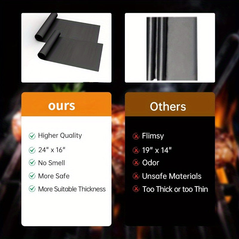 2-Pack Durable Non-Stick Teflon Oven Liners - 16x24 Inch Heavy Duty Plastic Grill Pads for Electric, Gas, Convection, Microwave Ovens and Grills
