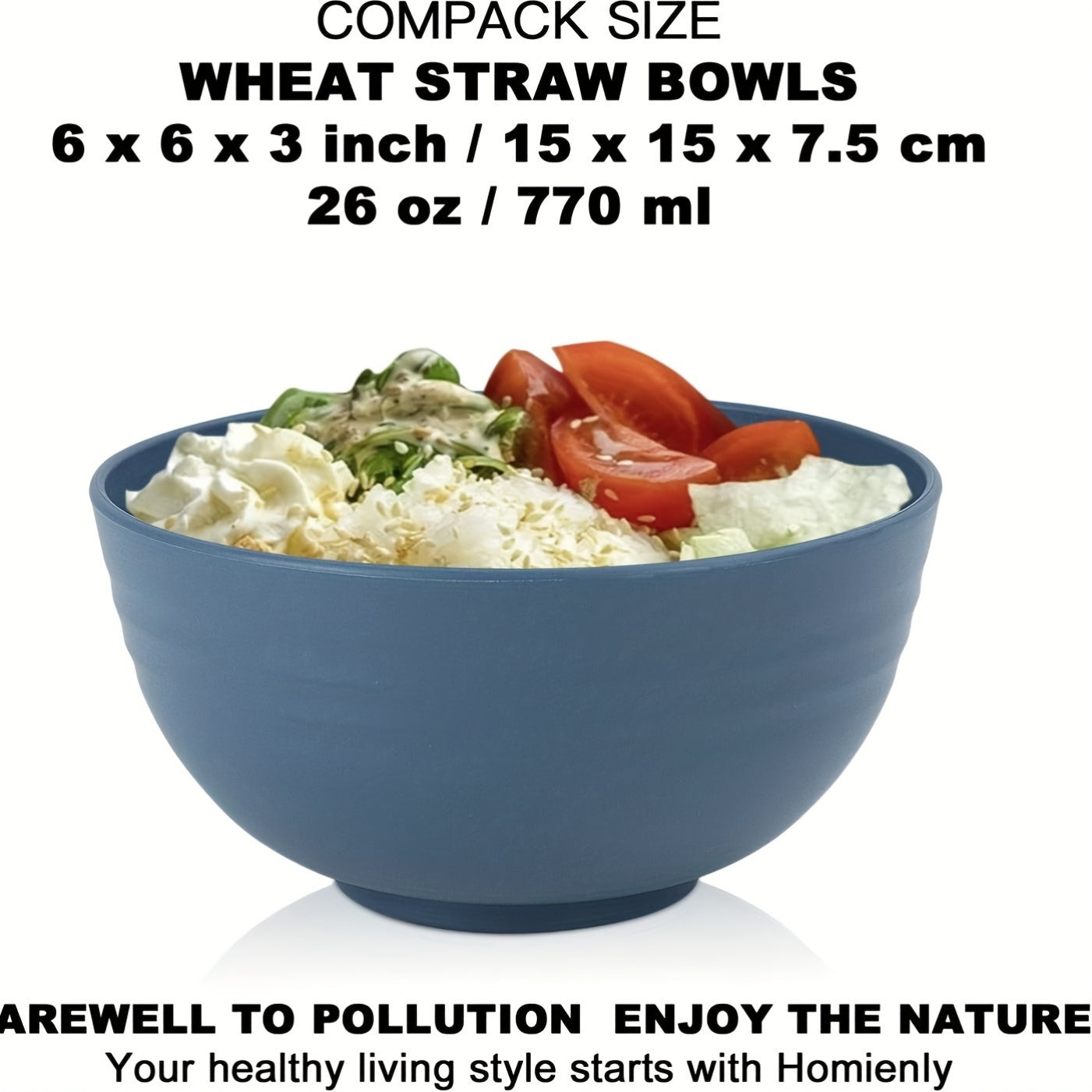 8 Unbreakable Wheat Straw Bowl Sets - Microwave and Dishwasher Safe Cereal Bowl - For Soup, Oatmeal, Lamian Noodles, and Salad (More Than 26 Ounces)