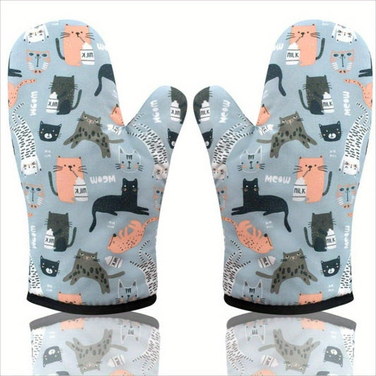 [1 Pair Heat Resistant Gloves] 1 Pair Oven Gloves, Thickened Insulated Gloves, Heat Resistant Anti Scalding Gloves, Oven Gloves For Kitchen, Gauntlet Oven Mitts Breathable For Cake Cookware Microwave Pizza Chef Pot BBQ, Kitch
