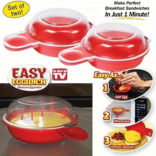 2sets, Microwave Egg Cooker, Red And Clear, Kitchen Gadgets, Restaurant Kitchen Accessories