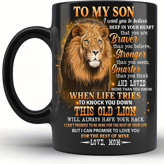 1pc, Heartfelt "To My Son" Personalized Ceramic Coffee Mug - Unique Birthday, Holiday, and New Year Gift for Sons - Durable, Dishwasher and Microwave Safe Water Cup for Summer and Winter Drinks