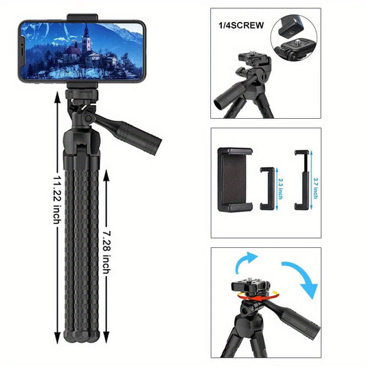 With remote wireless shutter, detachable mobile phone clip selfie pole tripod, octopus tripod, camera tripod, suitable for most mobile phones, cameras