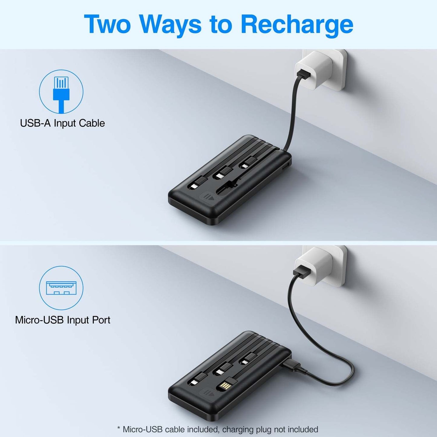 20000mAh Multi-Functional Power Bank - Portable Charger for Fast USB Charging of Mobile Phones with Cable