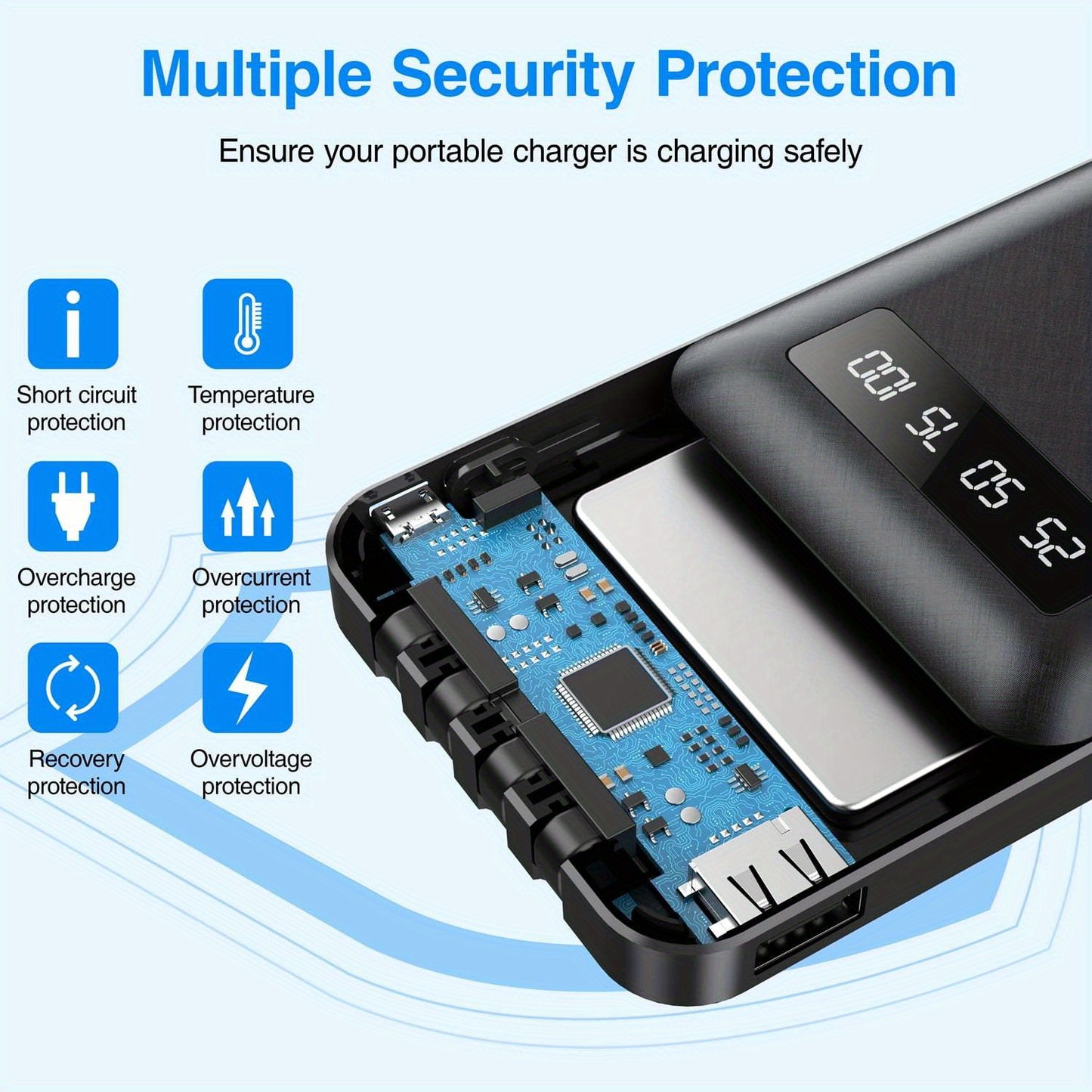 20000mAh Multi-Functional Power Bank - Portable Charger for Fast USB Charging of Mobile Phones with Cable